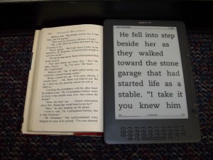 enlarged text on the Kindle compared to print text